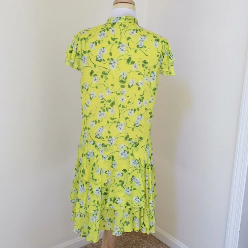 ALICE & OLIVIA Size 6 yellow floral layered dress - Picture 5 of 10